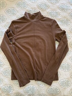 Athleta Lightweight Brown Long Sleeve Mock Neck Top